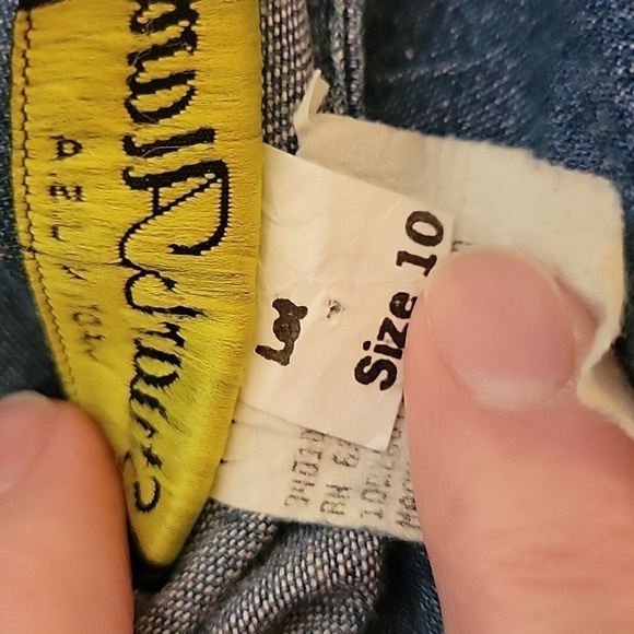 VTG STUART ALAN 1980s Western Colonial Chambray Denim Tie Back 2Fer Dress - Picture 11 of 11